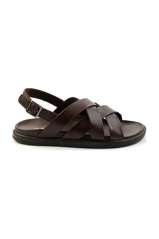 Kahve Hakiki Deri Erkek Sandalet E05863955543