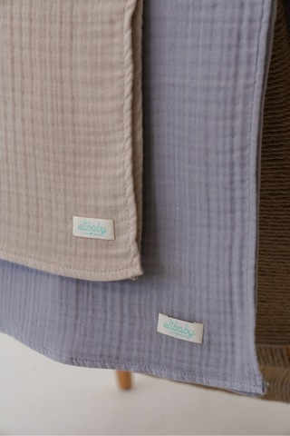 Pamuk 4 Katlı Müslin Battaniye Seti 2'li Bej ve Gri Bej Gri