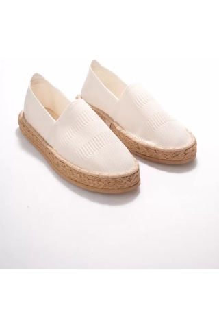 TRENDELLA Kadın Beyaz Triko Jüt Sargı El Yapımı Espadril Tr44my01b Kırmızı