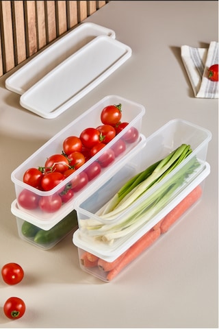 3'lü Vakumlu Erzak Saklama Kabı Bakliyat Kabı Buzdolabı Düzenleyici 3x1400ml Çok Renkli