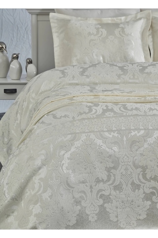 Dantela Armada Jakarlı Çift Kişilik Yatak Örtüsü -krem Krem