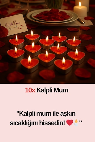 Seni Seviyorum Banner Kalpli Balon Gül Ve Kalpli Mum Sevgililer Günü Özel Gün Yıl Dönümü Kırmızı