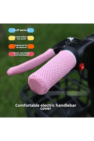 Geeksen Yazlık Buz İpi Motosiklet Eldiveni - Elektrikli Bisiklet, Tricycle Tutamak Kılıfı - Ter Emici, Havalandırıcı - Evrensel Uyum Kırmızı, 2 Tutamak + 2 Fren Kılıfı