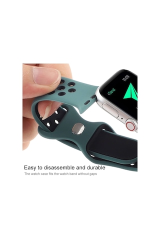 Wozlo Apple Uyumlu Watch 1, 2, 3, 4, 5, 6, 7, 8, Se Nike Serisi Kordon S-m 42/44/45mm - Beyaz Siyah