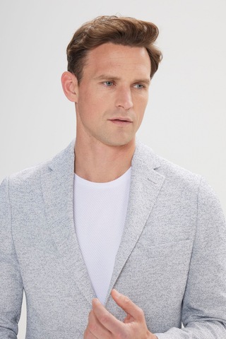 Ac&Co / Altınyıldız Classics Erkek Indıgo Slim Fit Dar Kesim Mono Yaka Desenli Blazer Ceket Indıgo İndigo