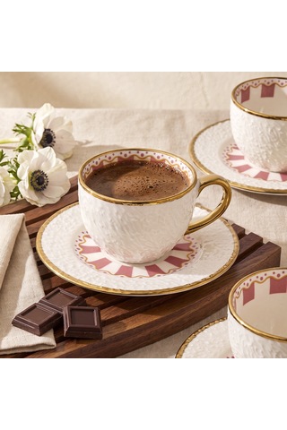 Aryıldız Ayda Double 12 Parça 6 Kişilik Kahve Fincan Takımı 100 Ml Çok Renkli