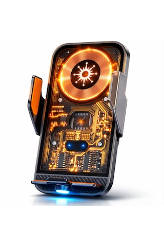 Qasul C11güç, Teknoloji Ve Tasarım Bir Arada 360 Dönebilen Akıllı Araç Telefon Tutucu & Kablosuz Şarj Standı Type-c / Micro Usb / Lightning Siyah