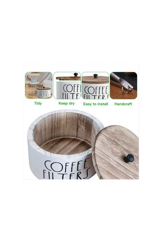 Xurunkeji Kahve Filtresi Tutucu Ahşap Kahve Filtresi Kabı Kapaklı Kahve Filtresi Saklama Rustik Kahve Filtresi Dağıtıcı Sepeti Beyaz