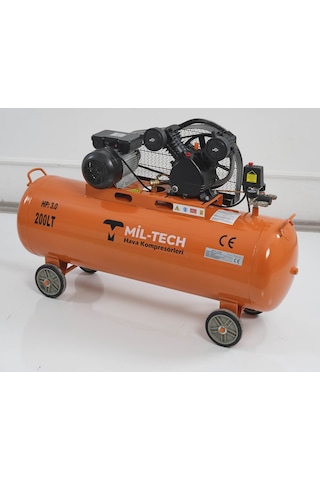 Mil-tech 200 L 3 HP 8 Bar Çift Kafa Hava Kompresörü Mil-tech 200 L 3 HP 8 Bar Çift Kafa Hava Kompresörü