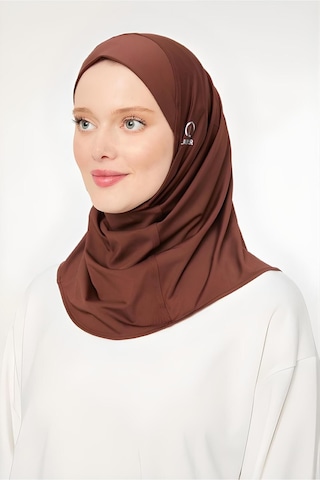Melodi Scarf Kadın Tesettür Hijab Deniz Havuz Spor Uyumlu Bone Kahverengi Kahverengi
