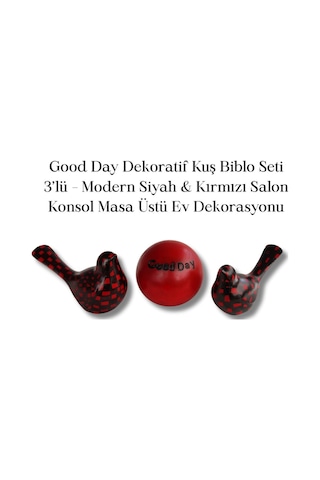 Good Day Dekoratif Kuş Biblo Seti 3 Lü Modern Siyah Kırmızı