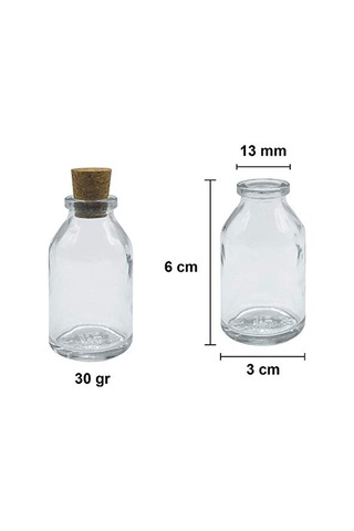 Afracam Şeffaf 25 Ml / 25 Cc Mantar Tıpalı Boş Cam Şişe 12 Adet Diğer