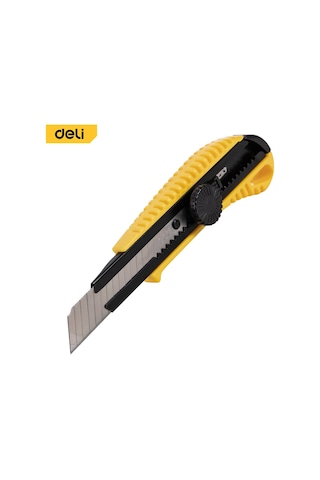 Delı Profesyonel Kırılabilir Maket Bıçağı 18mm Sk5 Kilit Mekanizmalı, Sarı