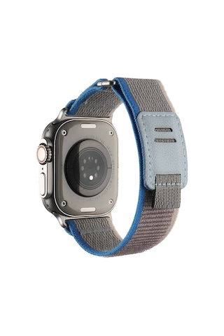 Apple Uyumlu Watch Ultra 49mm Hasır Kordon Zore Krd-106 Strap Kayış-gri-mavi