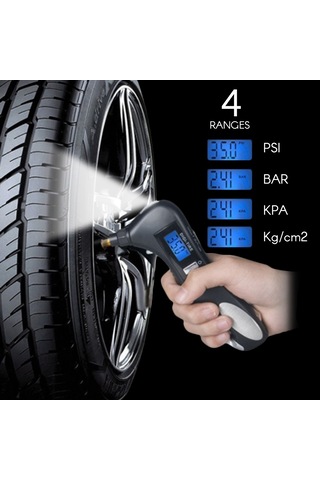 Vislone Dijital Lastik Basıncı Ölçer Dijital Lastik Şişirici Lastik Test Cihazı Siyah