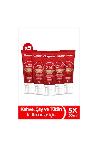 Colgate Optıc Whıte Kahve, Çay Ve Tütün Kullananlar İçin Diş Macunu 50ml X5 Adet
