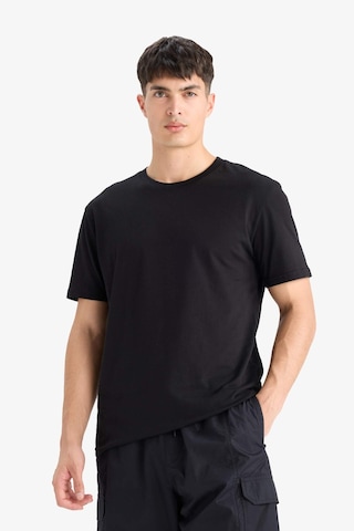 DeFacto Pamuk New Regular Fit Bisiklet Yaka Basic Düz Kısa Kollu Siyah Tişört V7699AZ25SPBK81