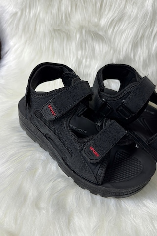 Günlük Unisex Kalın Anatomik Taban Cırtlı Ayarlanabilir Plaj Havuz Deniz Sandalet 037-337-183 Siyah Gençpoli