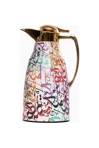 Roomours Arabic Letters Gold Çift Katmanlı Termos 1 L Çok Renkli