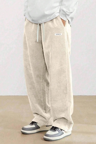 Genius Store Genıus Erkek Pantolon Fitilli Kadife Bol Paça Oversize Pantolon Taş