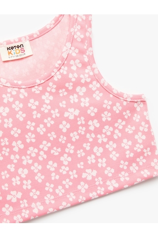 Koton Bisiklet Yaka Kolsuz Çiçek Desenli Crop Atlet Pembe Desenli 5skg30125ak Pembe Desenli