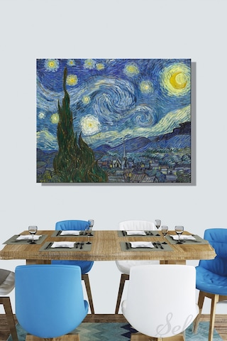 Duvar Tablosu Yatay Kanvas Tekli Salon Mutfak Yatak Odası Ofis Vincent Van Gogh The Starry Night