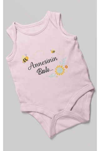 Morivokids Annesinin Balı Sıfır Kollu Bebek Body %100 Pamuk Bebe Pembe