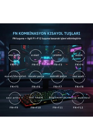 Shopytech Rgb Aydınlatmalı 104 Tuş Gaming Klavye Usb 2.0 Mekanik Tuş Hissi Fn Kısayolları
