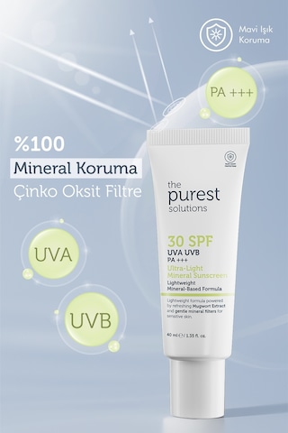 The Purest Solutions Mineral Filtreli Güneş Koruyucu Krem SPF30 40 ML