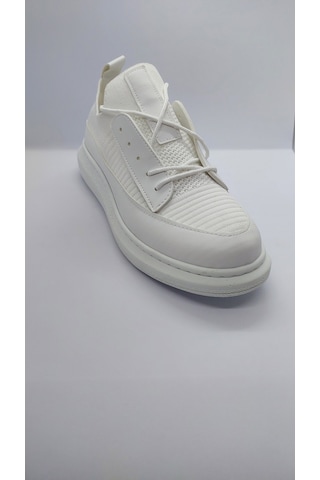 Tarzbu Kuback Rahat Taban Beyaz Triko Ayakkabı Yüksek Taban Sneaker Beyaz