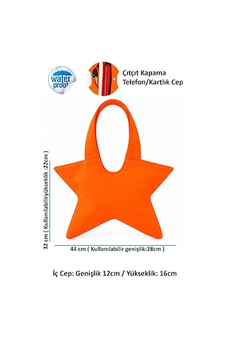 Tuttobene Star Bag Yıldız Çanta Çıtçıtlı İç Cepli Özel Tasarım Omuz Çantası Su Geçirmez Leke Tutmaz Tb052 Turuncu
