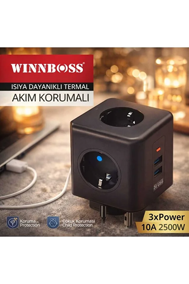 Banum Luxury Isıya Dayanıklı Termal Akım Korumalı Smart Akım Dengeleme 2xusb Type-c Power Priz Yok