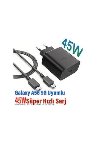 Samsung Galaxy A56 5g Uyumlu 45w Şarj Aleti Ve Kablosu Süper Hızlı Şarj