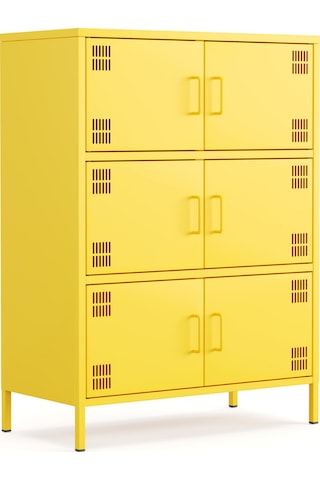 Pera Metal Çok Gözlü Dolap, 6 Kapaklı 80,50 X 40 X 109,50 Cm Sarı