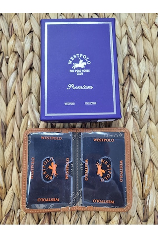 Westpolo İsme Özel 1026 Hakiki Deri Unısex Kartlık Taba