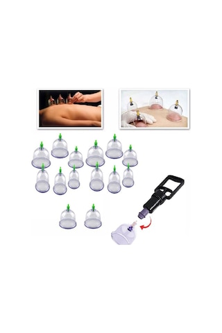 Vakumlu Hacamat Kupa Seti Masaj Aleti 15'li Siyah