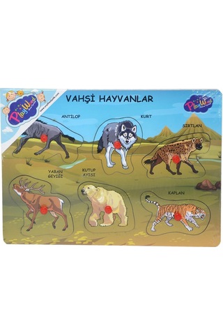Ony-328 329 Onyıl Ahşap Tutmalı Vahşi Hayvanlar