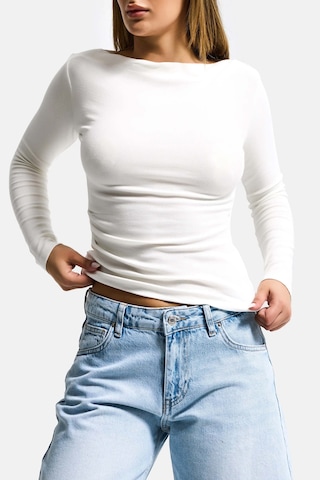 it's basic Kadın Beyaz W5 %100 Pamuk Asimetrik Kesim Esnek Bluz Body