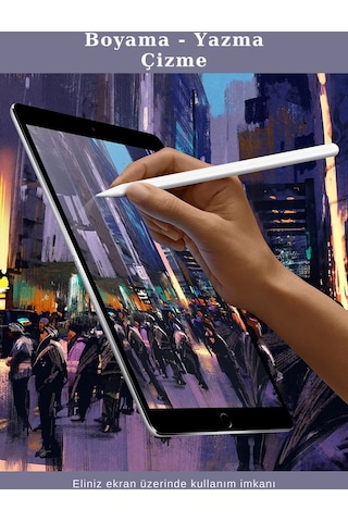 iPad Air 5. Nesil 10.9 İnç Uyumlu Kablosuz Şarj Olabilen Avuç İçi Ve Eğim Özellikli Kalem