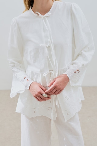 Bağlamalı Nakışlı Tunik Ekru Ekru