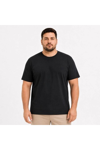 Freedom Storee Erkek Battal Big Size Basic Tişört Bisiklet Yaka Rahat Kalıp T-shirt - Siyah Çok Renkli