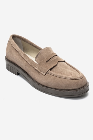 Luvishoes Luvi Shoes Pline Vizon Süet Hakiki Deri Kadın Loafer Ayakkabı Vizon