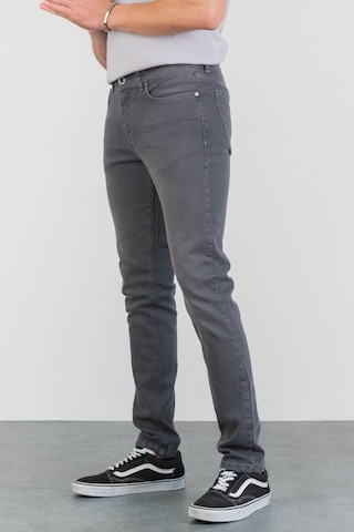 HLT Jeans Erkek Koyu Gri Taşlamalı Slim Fit Likralı Jean Kot Pantolon Jack