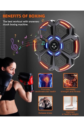 Bluetooth Hoparlör Özellikli Duvar Boks Makinesı 9 Mod Seviye Ayarlı Müzikli Boks Makinesı Siyah