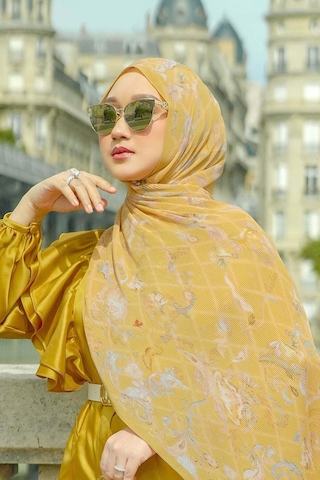 Buttonscarves Autograph Piliseli Şal - Jaune Sarı