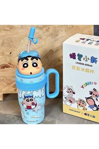 Lyon Taşınıdir Büyük Kapasiteli Yalıtırım Hasır Bardak 800ml Mavi Mavi