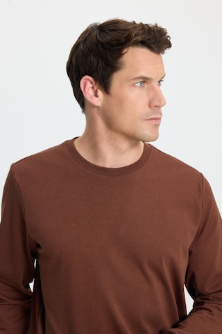 Tudors Erkek Relax Fit Rahat Kesim %100 Pamuk 2 İplik Bisiklet Yaka Kahverengi Sweatshirt-41519 Kahverengi