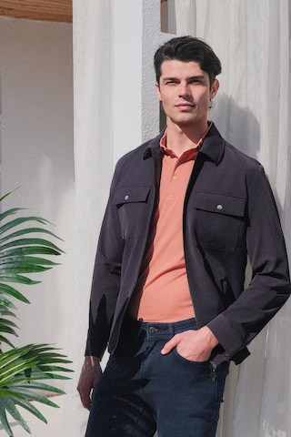İmza Berberi Yaka Gabardin Düz Slim Fit Casual Mont 1007260151 Lacivert