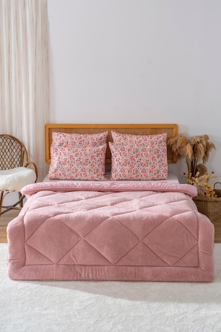 Rivaistanbul Pudra Loura Çift Kişilik Çift Taraflı Lüx Wellsoft Yorgan 195x215 Cm Pembe