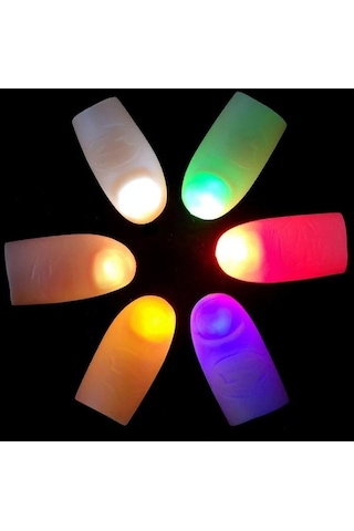 Led Işıklı Renkli Sihirli Parmak Işıklı Parmak Şaka Parmak 1 Adet Lisinya